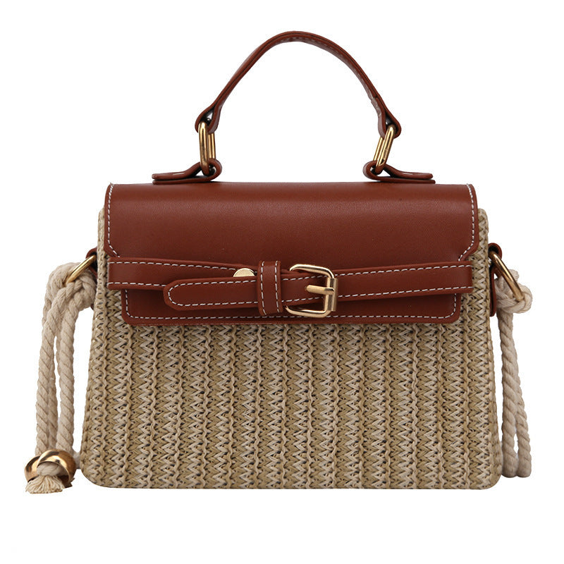 Small Square Handbag – Stylish Woven Design with Soft Handle
