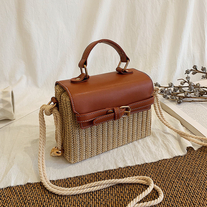 Small Square Handbag – Stylish Woven Design with Soft Handle