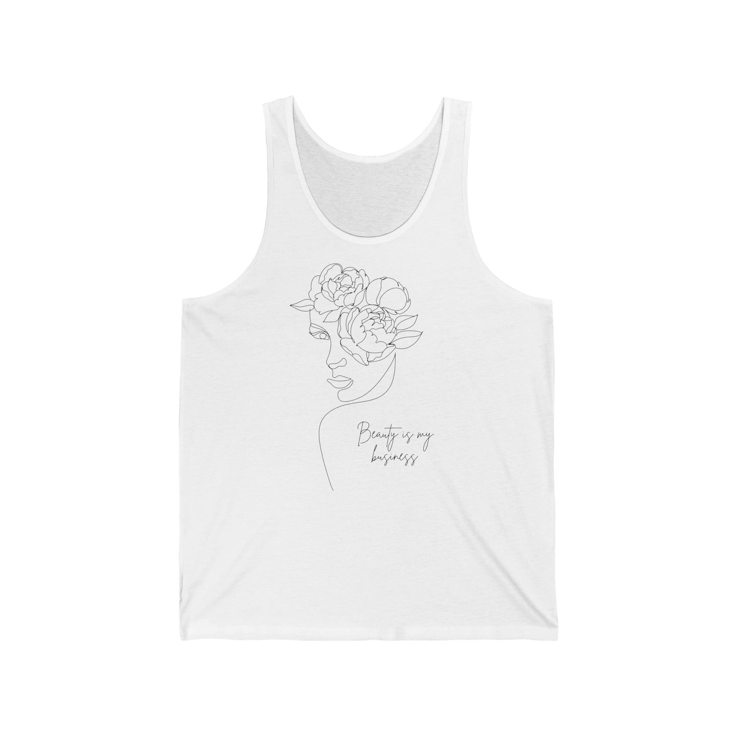 Beauty in My Imperfection Unisex Jersey Tank - Minimalist Floral Line Art Tee