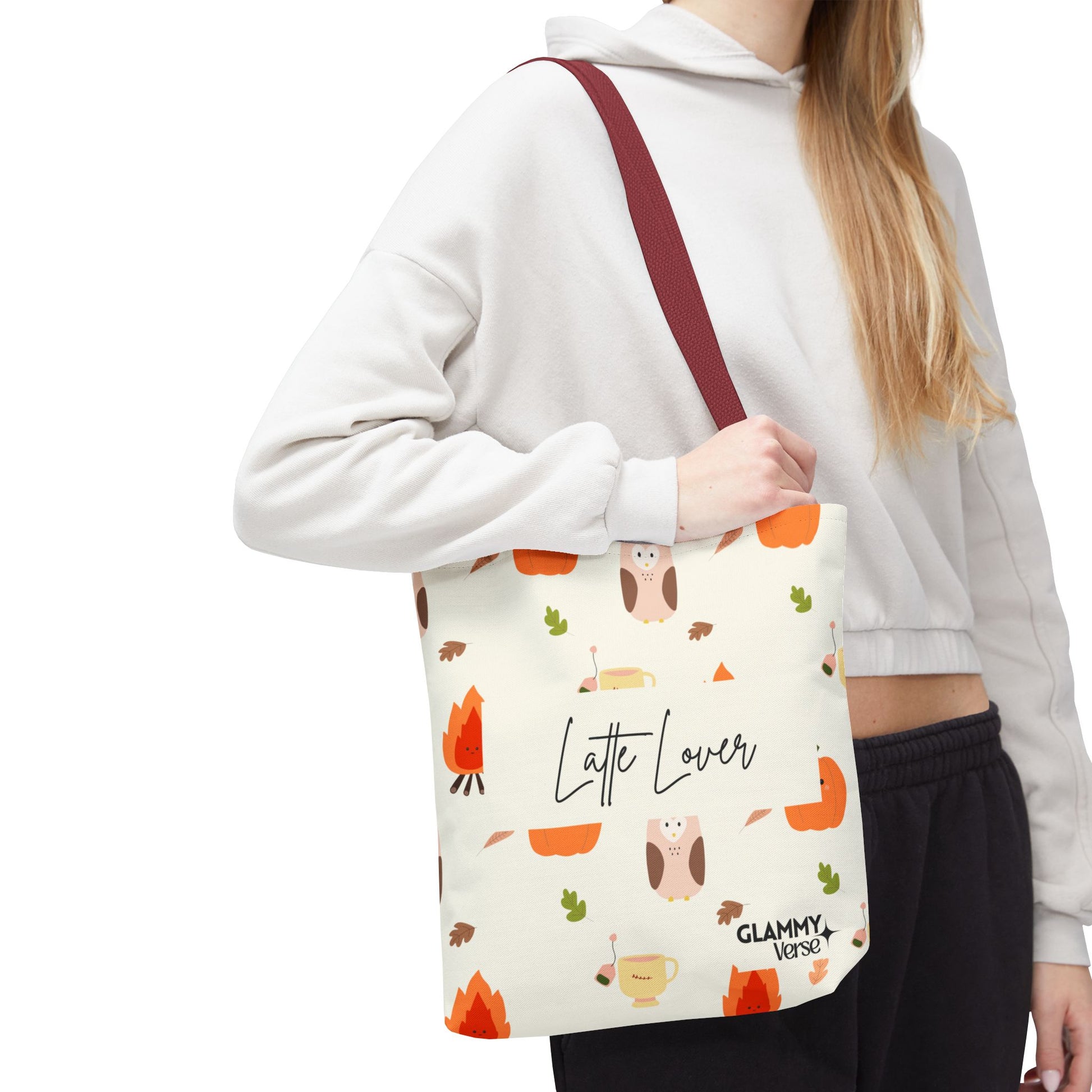 Fall-Themed Tote Bag for Coffee Lovers, Autumn Tote, Cute Owl Bag, Seasonal Accessory, Gift for Her - glammyverse