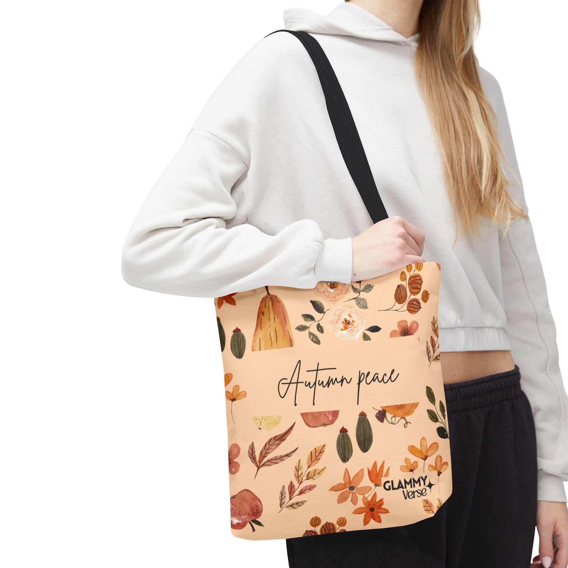 Autumn Peace Tote Bag, Fall Floral Tote, Eco-Friendly Shopping Bag, Reusable Grocery Bag, Seasonal Gift for Him/Her - glammyverse
