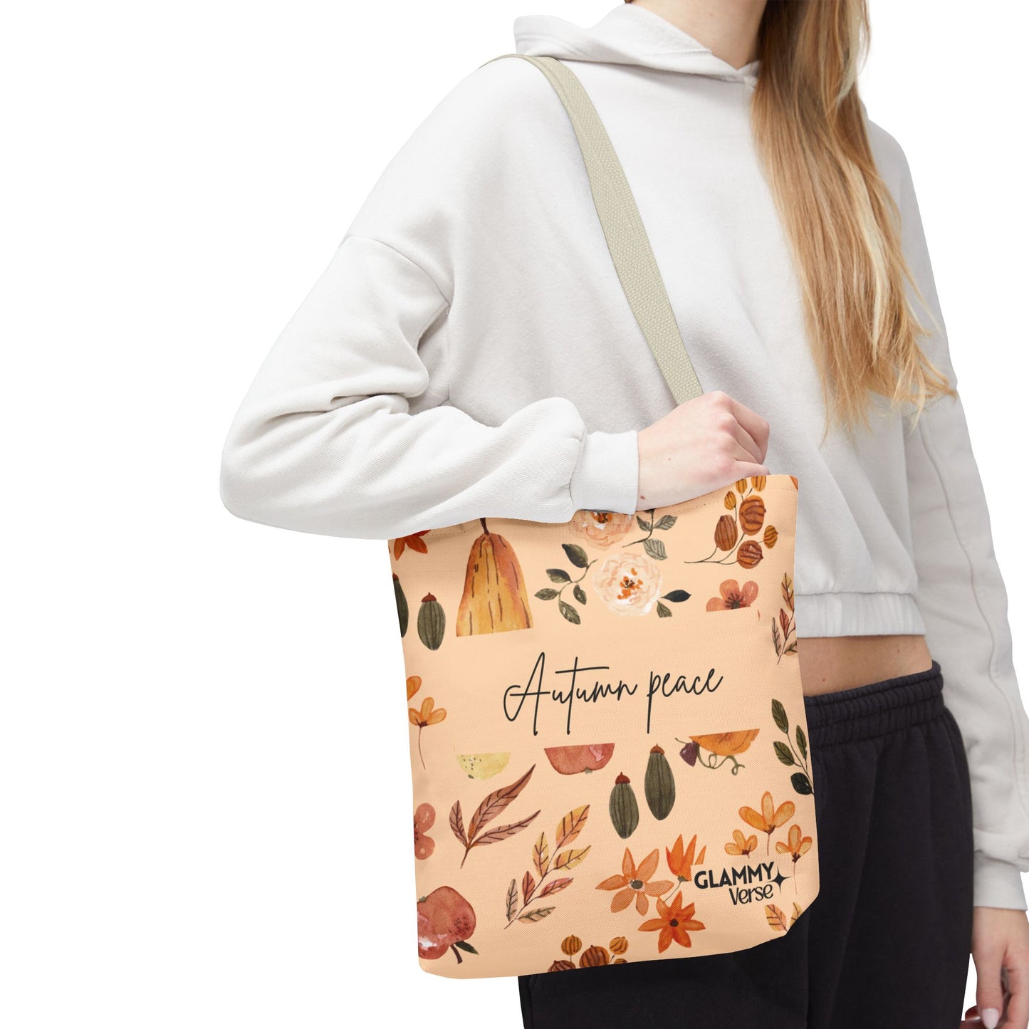 Autumn Peace Tote Bag, Fall Floral Tote, Eco-Friendly Shopping Bag, Reusable Grocery Bag, Seasonal Gift for Him/Her - glammyverse