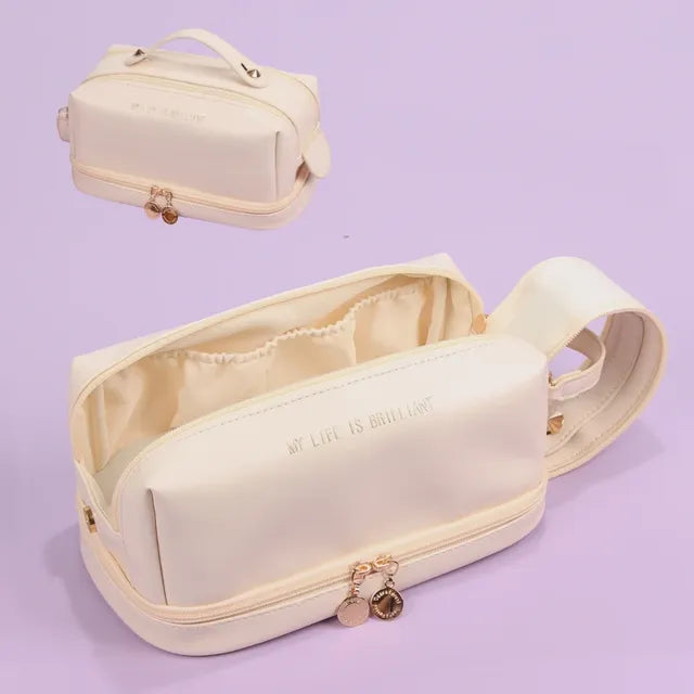 Elegant PU Leather Cosmetic Bag for Women - Travel Tote