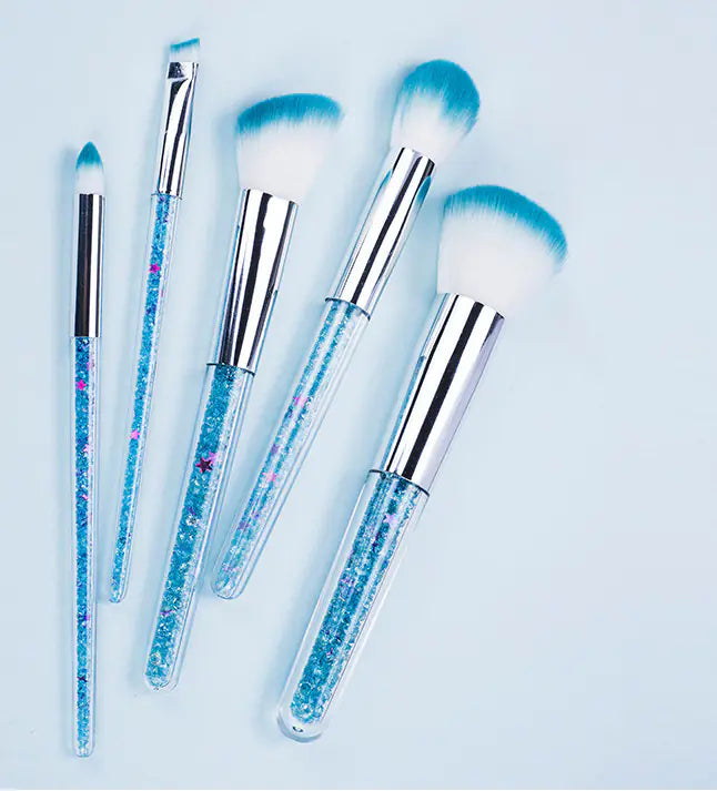 5 Transparent Handle Makeup Brushes Set