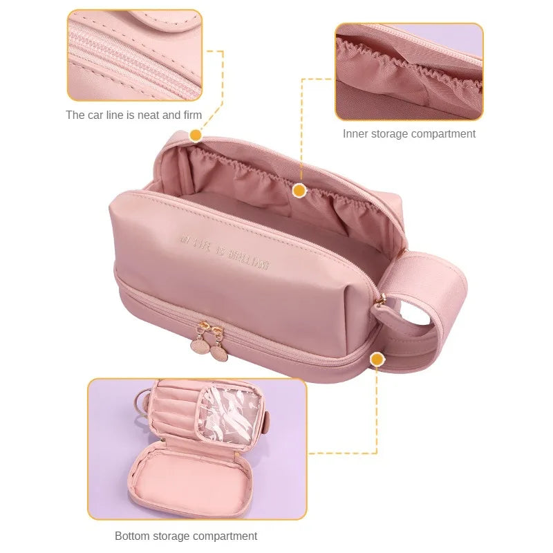 Elegant PU Leather Cosmetic Bag for Women - Travel Tote