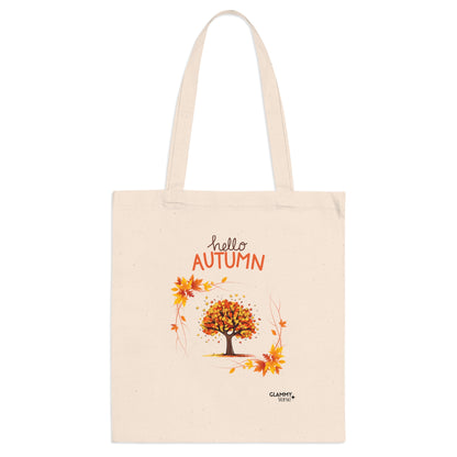 Autumn Greetings Tote Bag | Fall Season Eco-Friendly Bag, Reusable Shopping Bag, Gift for Nature Lovers, Hello Autumn Design - glammyverse