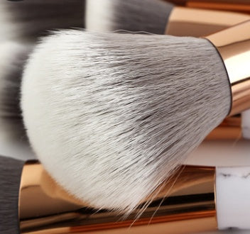 15-Piece Marble Style Makeup Brush Set – Synthetic & Horse Hair Bristles - glammyverse