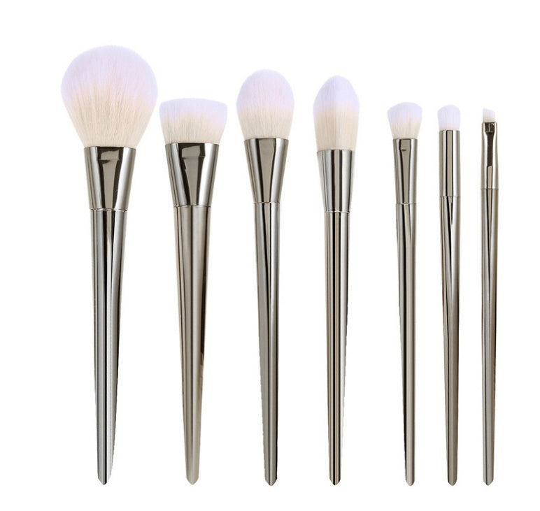 7-Piece Professional Makeup Brush Set – Rose Gold & Silver Design - glammyverse
