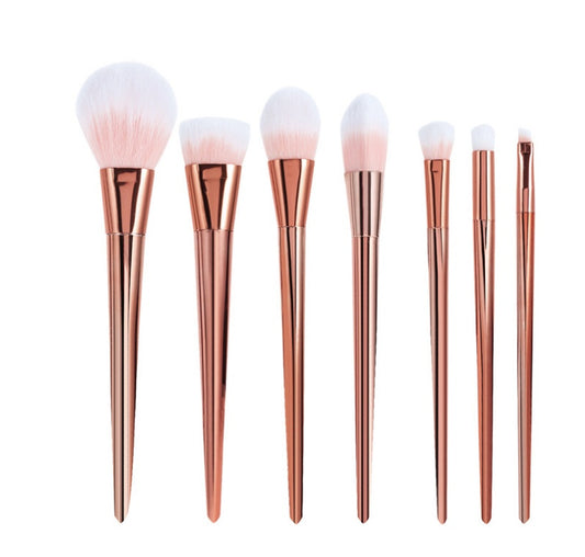 7-Piece Professional Makeup Brush Set – Rose Gold & Silver Design