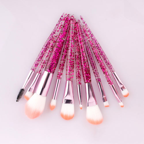 10-Piece Makeup Brush Set – Soft Nylon Bristles & Compact Design - glammyverse