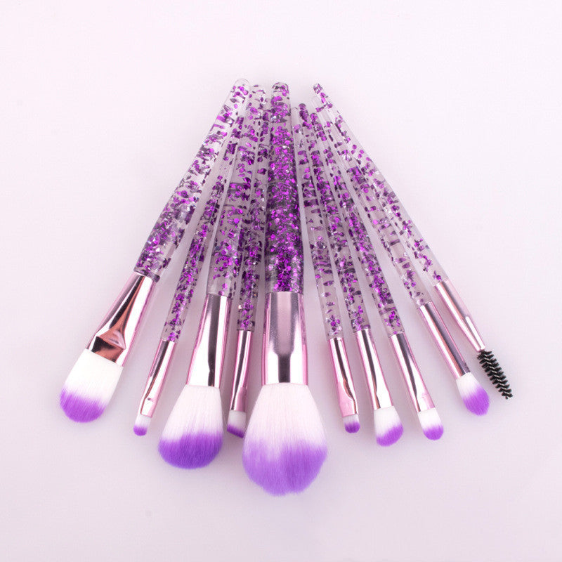 10-Piece Makeup Brush Set – Soft Nylon Bristles & Compact Design - glammyverse
