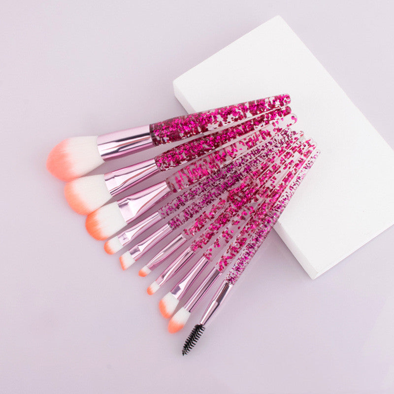 10-Piece Makeup Brush Set – Soft Nylon Bristles & Compact Design - glammyverse