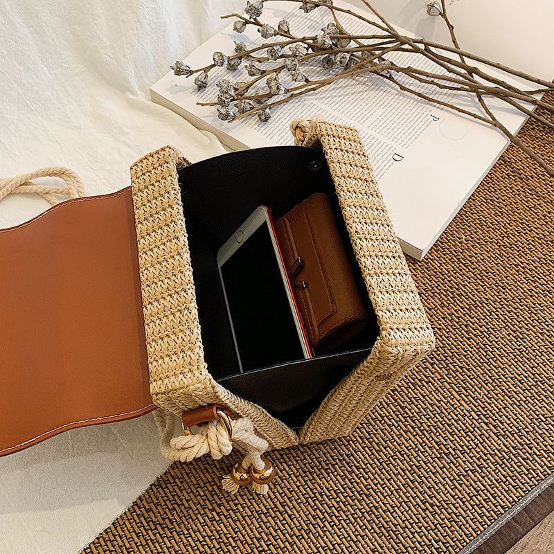 Small Square Handbag – Stylish Woven Design with Soft Handle