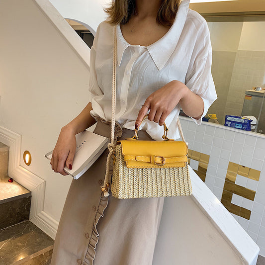 Small Square Handbag – Stylish Woven Design with Soft Handle