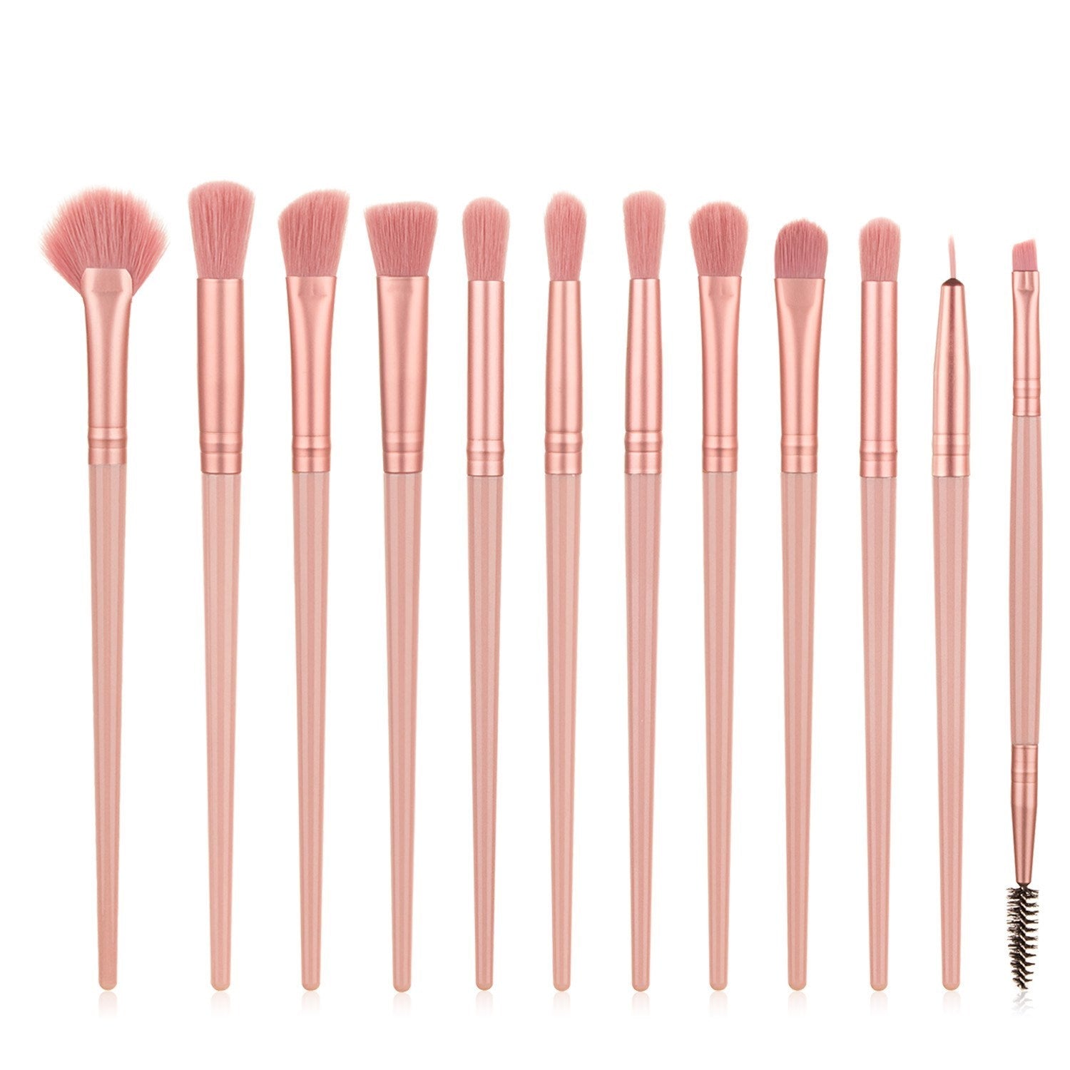 12-Piece Makeup Brush Set – Soft Nylon Bristles & Plastic Long Handles - glammyverse