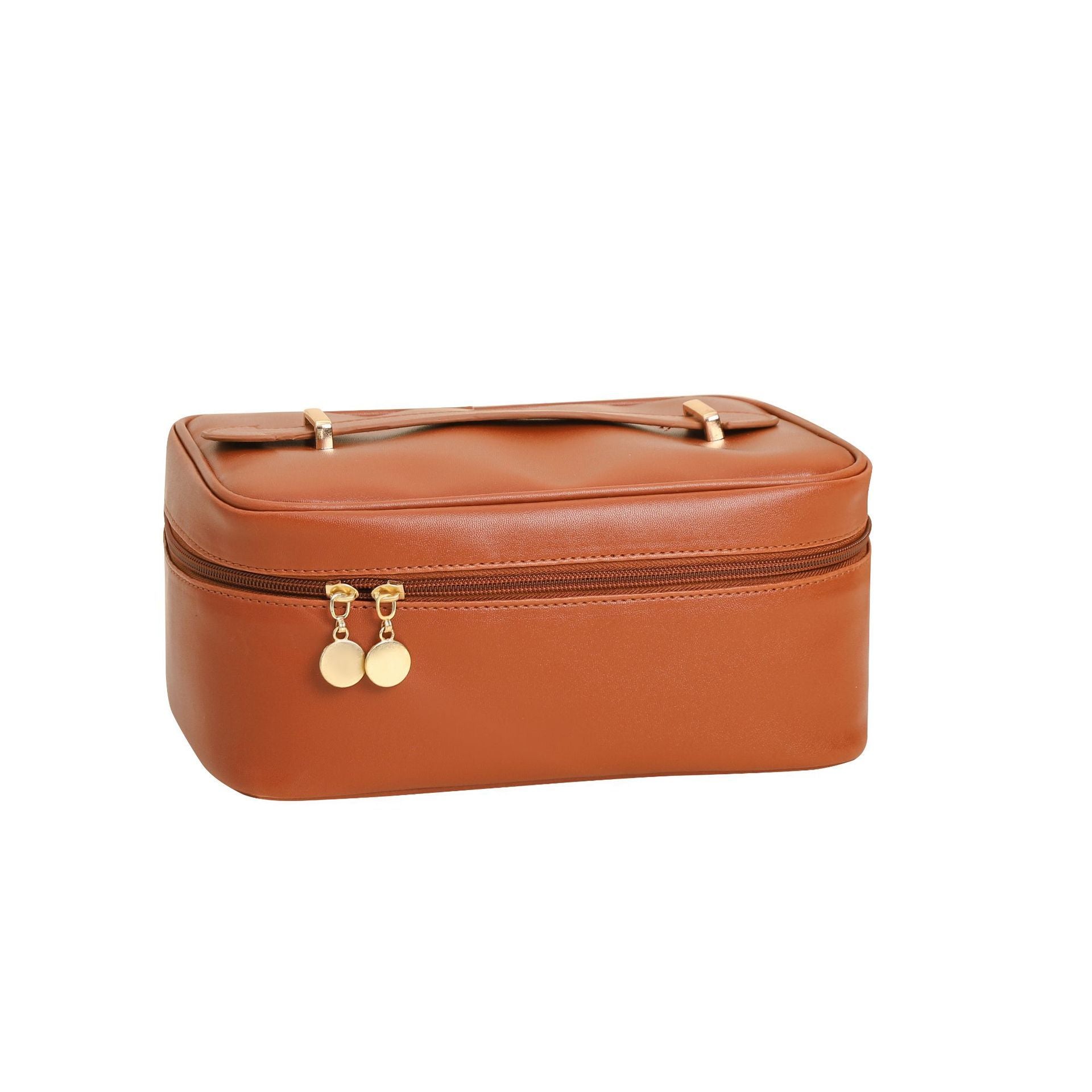 Urban Simple Cosmetic Bag – High-Capacity PU Leather Toiletry Bag - glammyverse