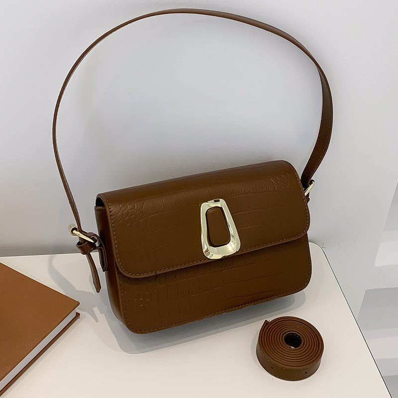 Trendy Street Style PU Handbag – Magnetic Buckle Closure with Double Shoulder Straps - glammyverse
