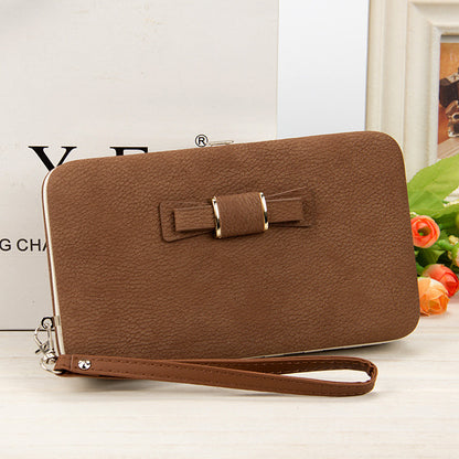 Women's Korean-Style PU Leather Wallet – Soft 2-Fold Design with Bow Detail