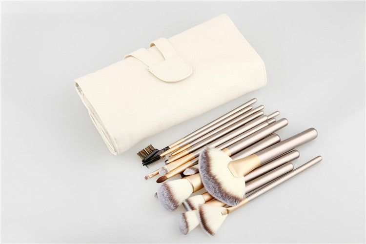 Champagne White Makeup Brush Set – 12/18/24 Pieces for Professional Beauty - glammyverse