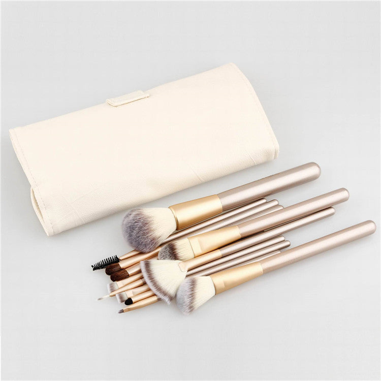 Champagne White Makeup Brush Set – 12/18/24 Pieces for Professional Beauty - glammyverse