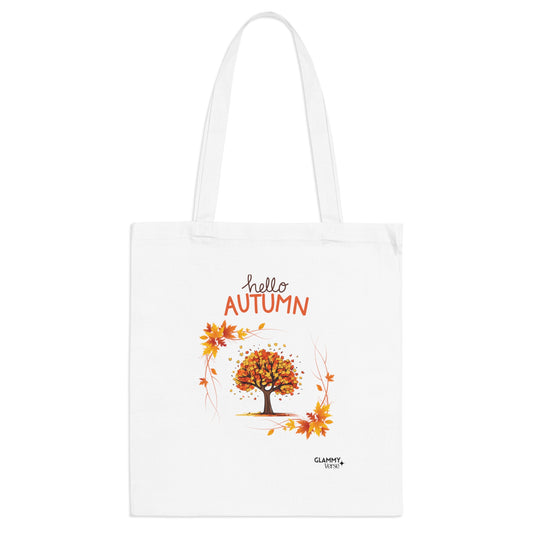 Autumn Greetings Tote Bag | Fall Season Eco-Friendly Bag, Reusable Shopping Bag, Gift for Nature Lovers, Hello Autumn Design - glammyverse