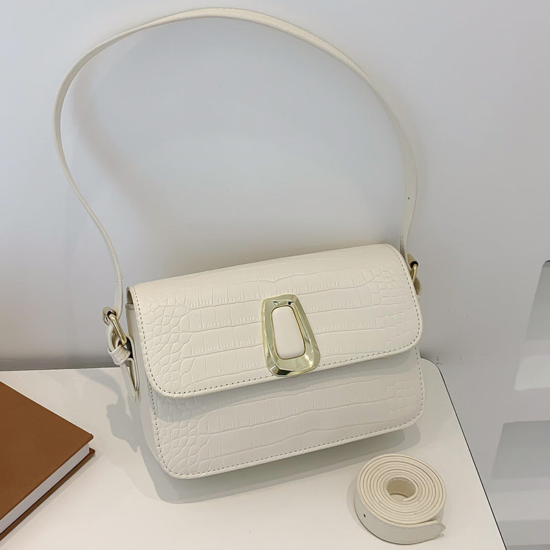 Trendy Street Style PU Handbag – Magnetic Buckle Closure with Double Shoulder Straps - glammyverse