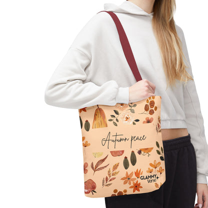 Autumn Peace Tote Bag, Fall Floral Tote, Eco-Friendly Shopping Bag, Reusable Grocery Bag, Seasonal Gift for Him/Her - glammyverse