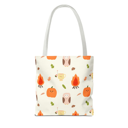Fall-Themed Tote Bag for Coffee Lovers, Autumn Tote, Cute Owl Bag, Seasonal Accessory, Gift for Her - glammyverse