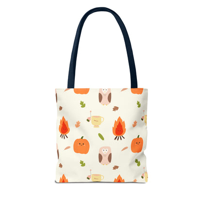 Fall-Themed Tote Bag for Coffee Lovers, Autumn Tote, Cute Owl Bag, Seasonal Accessory, Gift for Her - glammyverse