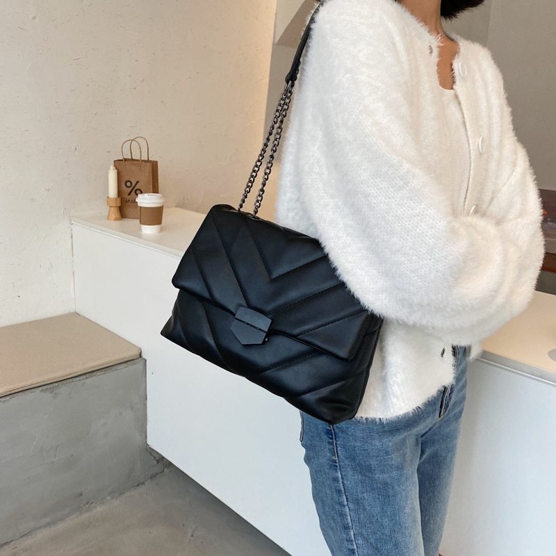 Women's Shoulder Bag – Stylish Chain Bag with PU Leather Finish - glammyverse