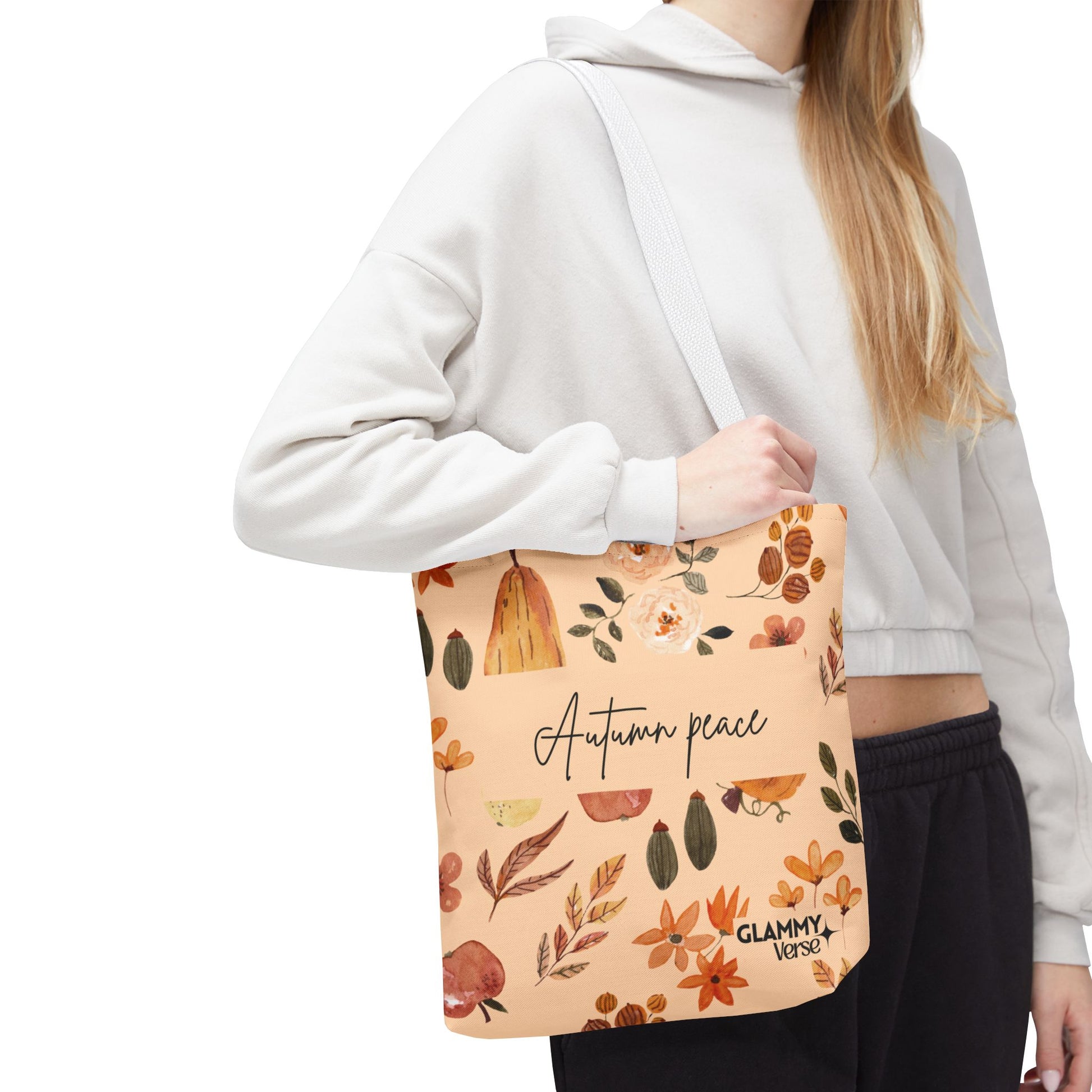 Autumn Peace Tote Bag, Fall Floral Tote, Eco-Friendly Shopping Bag, Reusable Grocery Bag, Seasonal Gift for Him/Her - glammyverse