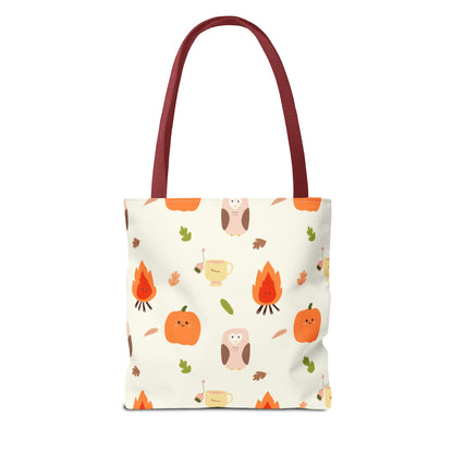 Fall-Themed Tote Bag for Coffee Lovers, Autumn Tote, Cute Owl Bag, Seasonal Accessory, Gift for Her - glammyverse