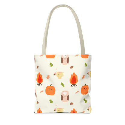 Fall-Themed Tote Bag for Coffee Lovers, Autumn Tote, Cute Owl Bag, Seasonal Accessory, Gift for Her - glammyverse