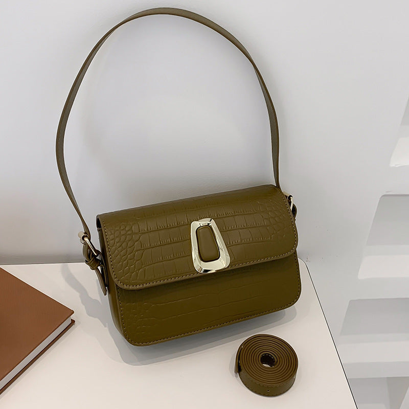 Trendy Street Style PU Handbag – Magnetic Buckle Closure with Double Shoulder Straps - glammyverse
