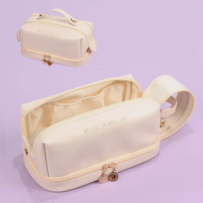 Elegant PU Leather Cosmetic Bag for Women - Travel Tote