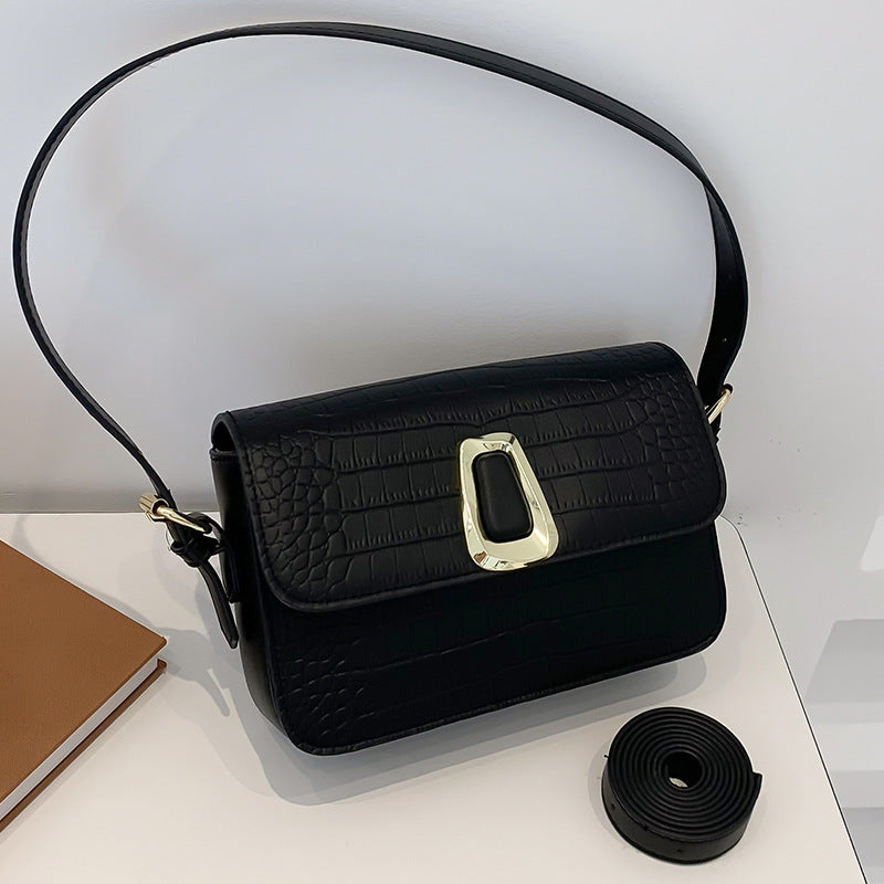 Trendy Street Style PU Handbag – Magnetic Buckle Closure with Double Shoulder Straps - glammyverse