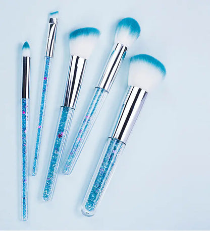 5 Transparent Handle Makeup Brushes Set