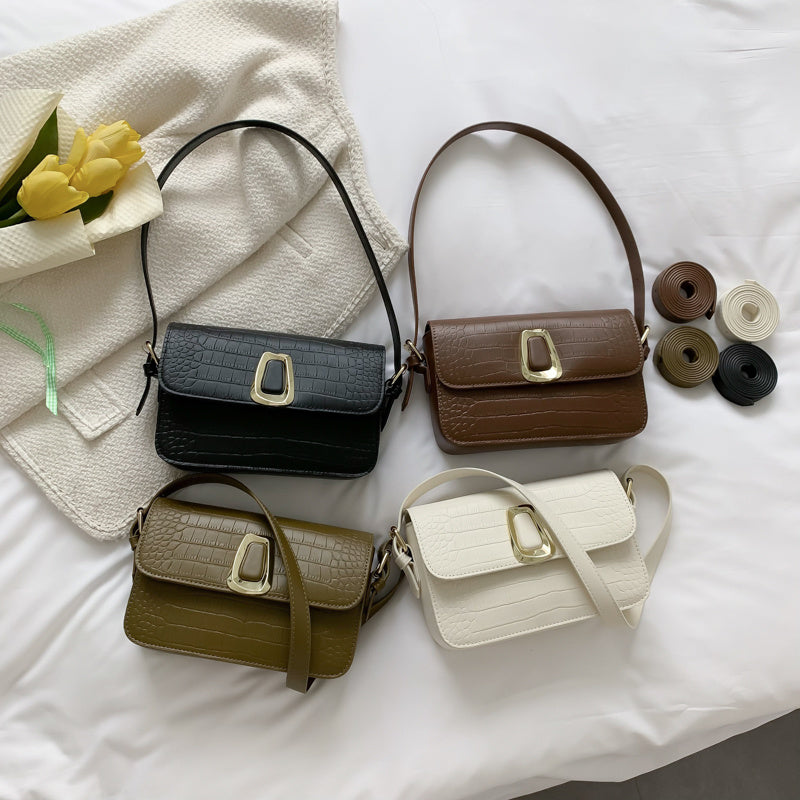 Trendy Street Style PU Handbag – Magnetic Buckle Closure with Double Shoulder Straps - glammyverse