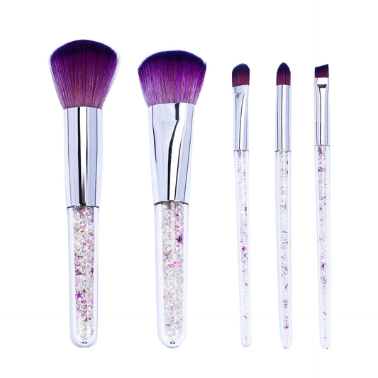 5 Transparent Handle Makeup Brushes Set