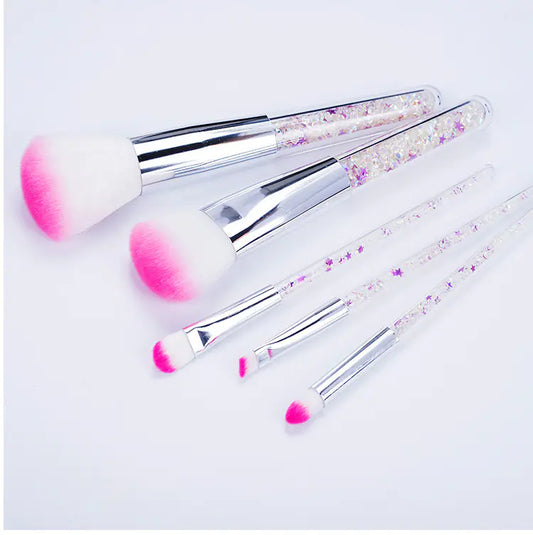 5 Transparent Handle Makeup Brushes Set