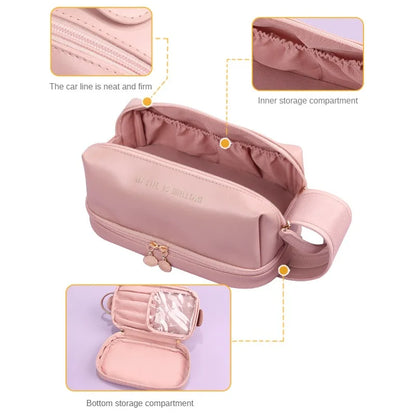 Elegant PU Leather Cosmetic Bag for Women - Travel Tote